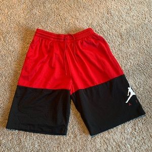Red and black boys Air Jordan shorts.